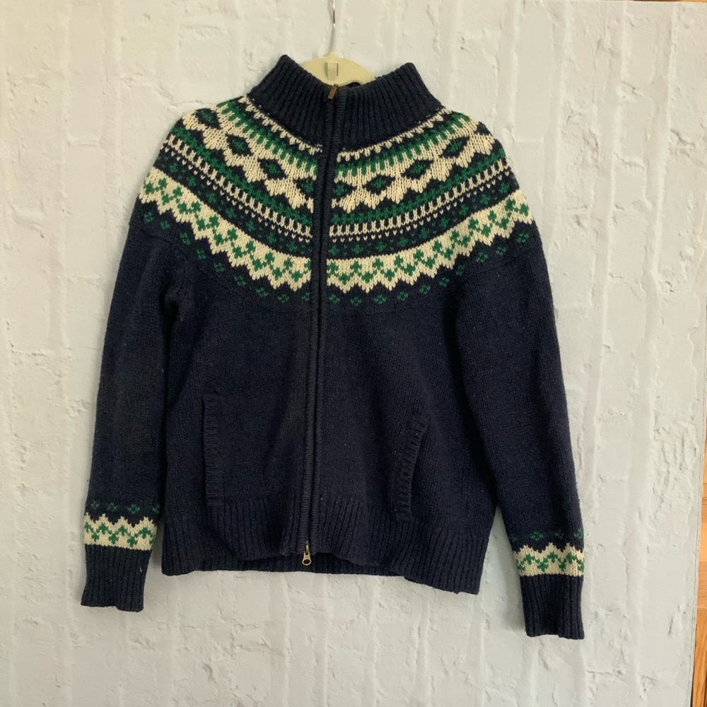 LL Bean Fair Isle Zip Up Sweater